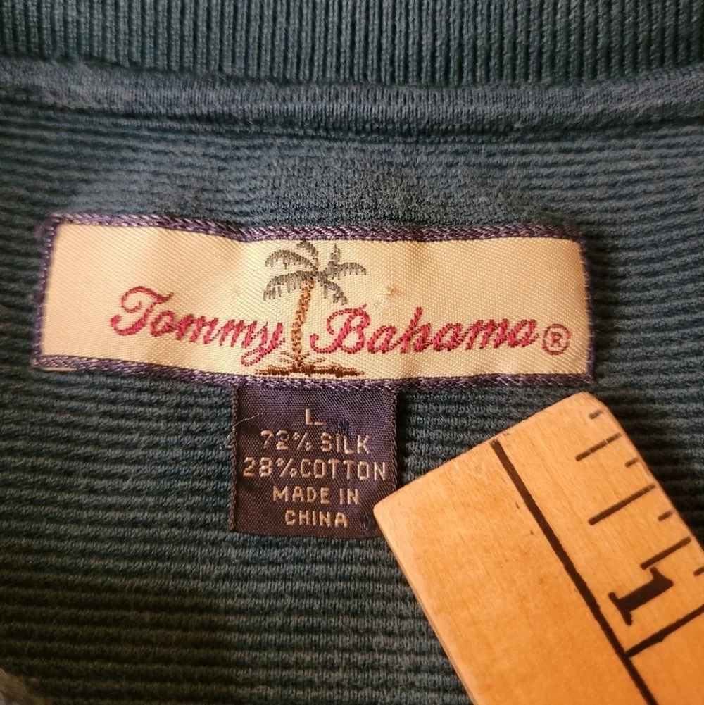 Tommy Bahama Silk Blend Ribbed Long Sleeve Shirt sz L